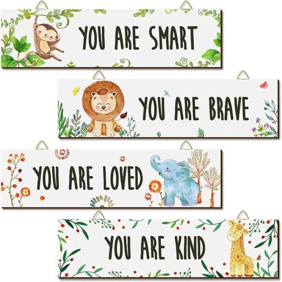 4 Pieces Baby Nursery Decor Unframed Wall Art Bedroom Decor - Picture 1 of 7